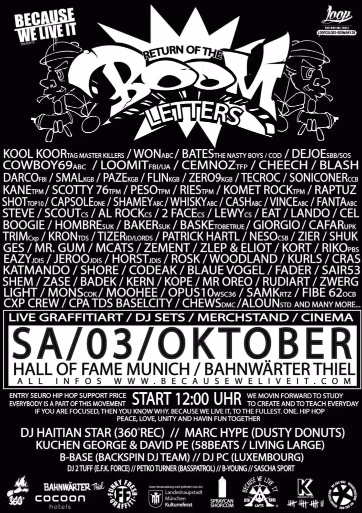 Return of the BOOMLETTERS | Evento de graffiti en Bahnwärter Thiel